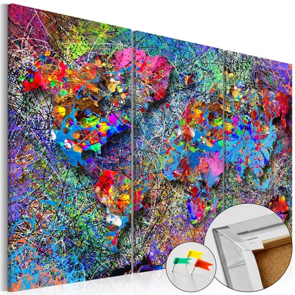 Tablou din plută - Colourful Whirl [Cork Map] 120x80 cm