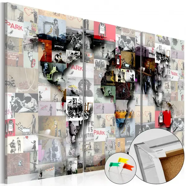 Tablou din plută - Modern World's Map [Cork Map] 90x60 cm