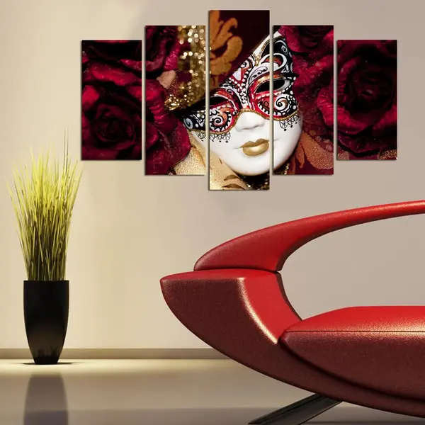 Tablou MDF ( 5 buc ) Geisa, Multicolor, 60x110 cm