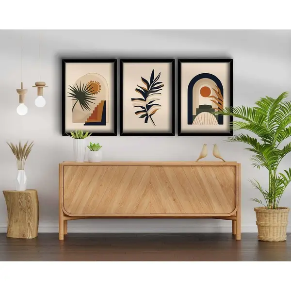 Tablou MDF cu rame (3 bucăți) 3P3853NISCT-003, Multicolor, 538 cm, 38x53 cm