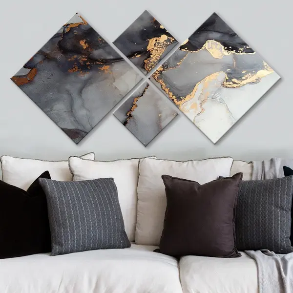 Tablou MDF Noapte, Alb - Gri, 115x60 cm