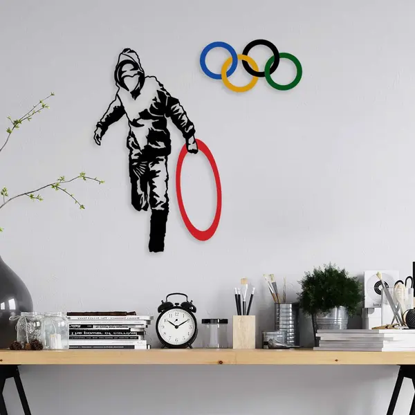 Tablou metalic Banksy Multicolor 62x61 cm