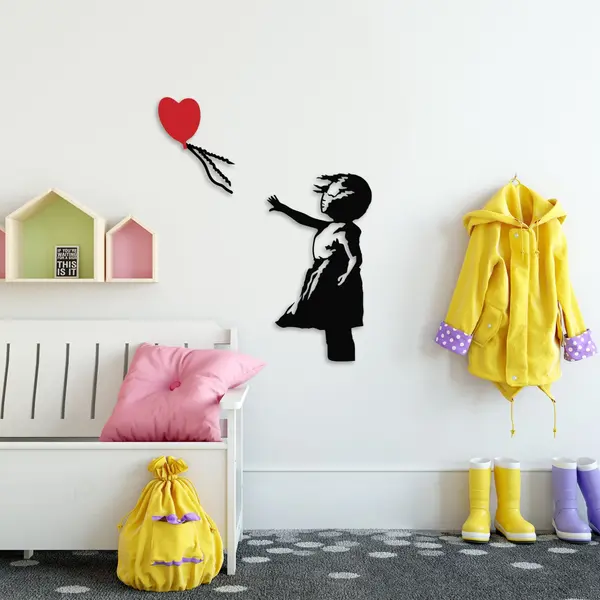 Tablou metalic Banksy Negru 105x85 cm