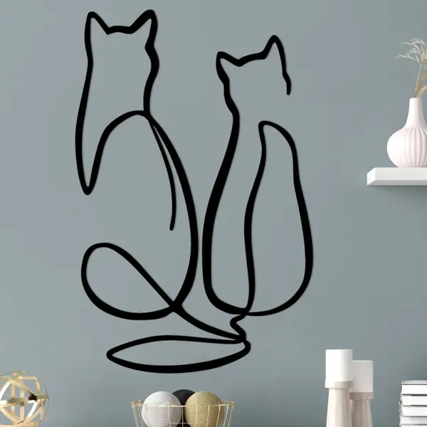 Tablou metalic Couple Negru 72x0.15x48 cm