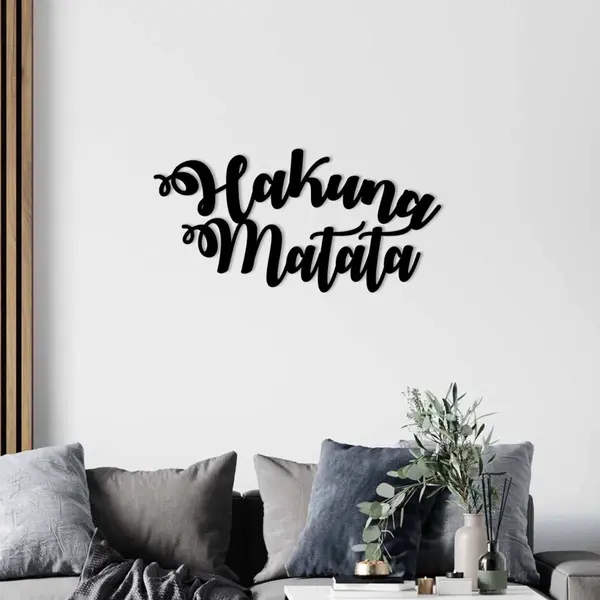 Tablou metalic Hakuna Negru 70x35 cm