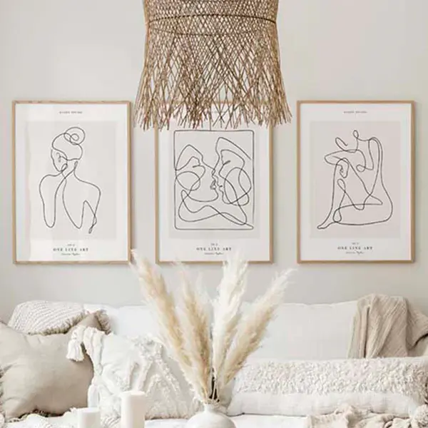 Tablou triptic Aelith, Multicolor, 33x48 cm