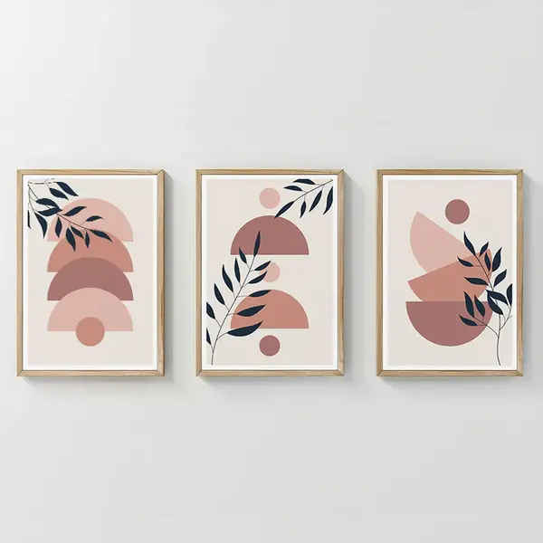 Tablou triptic Elun, Lemn și Pânză, Multicolor, 33x48 cm