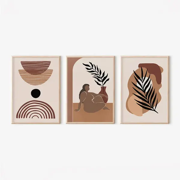 Tablou triptic Fanzia, Ramă Lemn, Multicolor, 33x48 cm