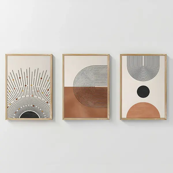 Tablou triptic Jemba, Lemn, Multicolor, 33x48 cm