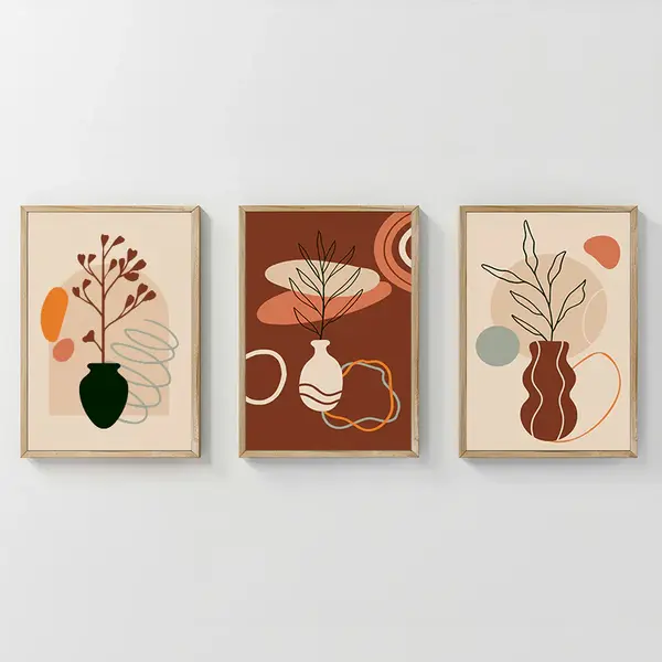Tablou Triptic, Nyra, Cadru din Lemn, Multicolor, 33x48 cm