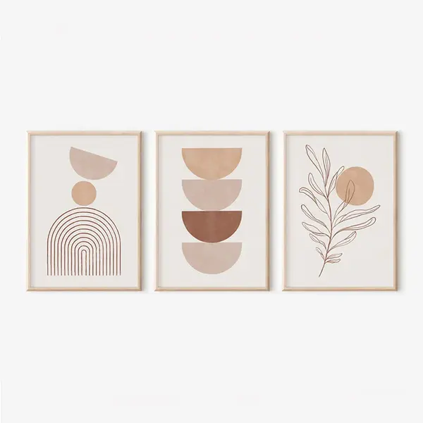 Tablou triptic Teronja, Cu ramă, Multicolor, 33x48 cm