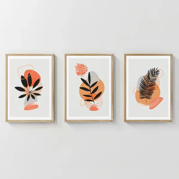 Tablou triptic Virel, Pânză și Cadru, Multicolor, 33x48 cm