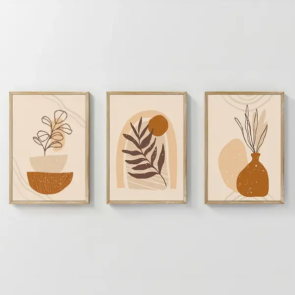 Tablou triptic Zephy, Cu ramă, Multicolor, 33x48 cm