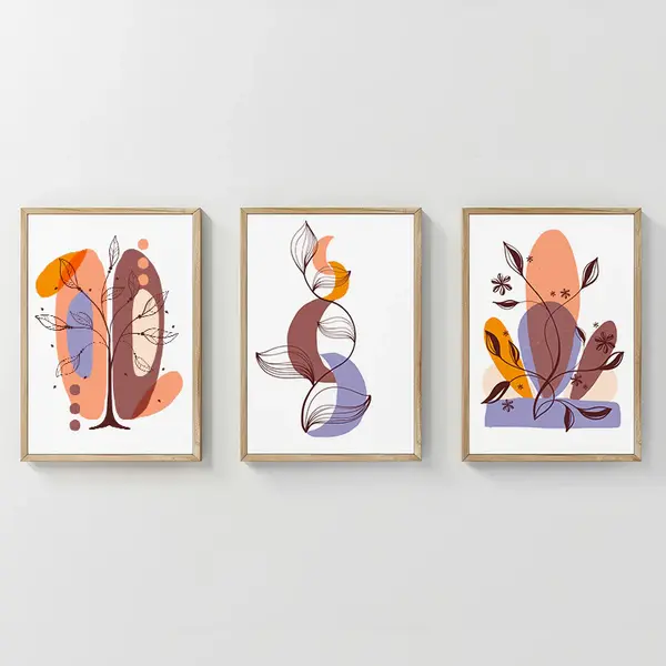 Tablou Viora, Triptic, Lemn, Multicolor, 33x48 cm