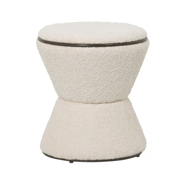 Taburet AGLAVO BOUCLE BLACK Ø38 CM - Cream