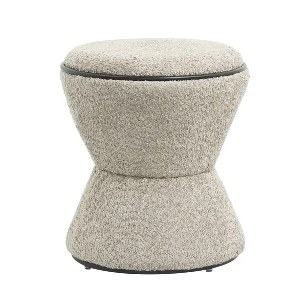 Taburet AGLAVO BOUCLE BLACK ROUND Ø38 CM - Beige