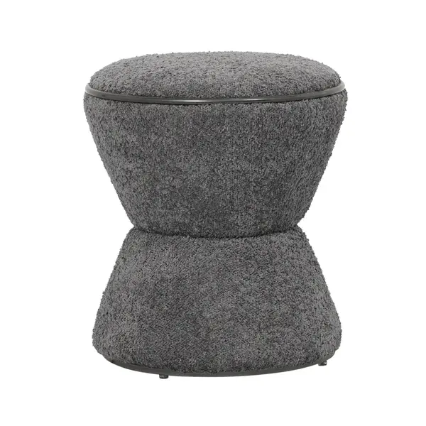 Taburet AGLAVO BOUCLE BLACK ROUND Ø38 CM - Gri inchis
