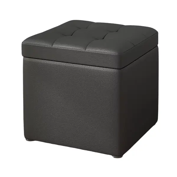 Taburet cu spațiu de depozitare, 30x30x35cm, Negru – Design modern din MDF, PU și burete