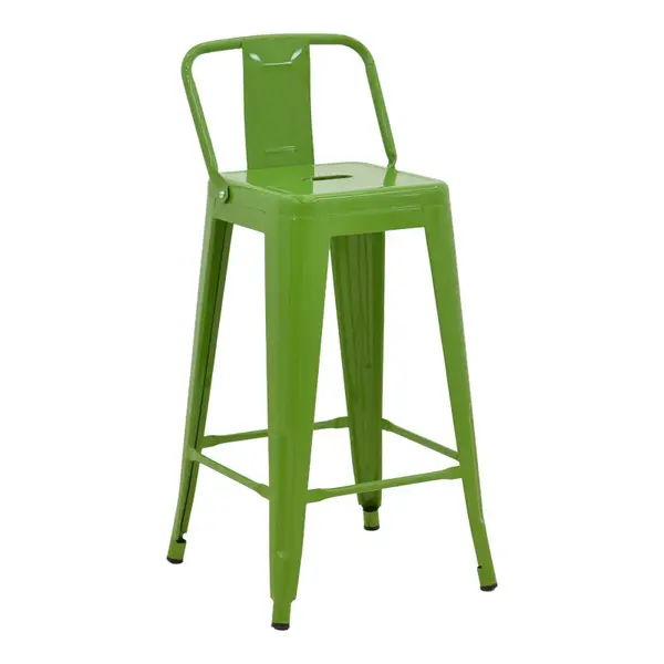 Taburet de bar cu spatar de inaltime medie Utopia din metala, antracit, 42x42x86 cm