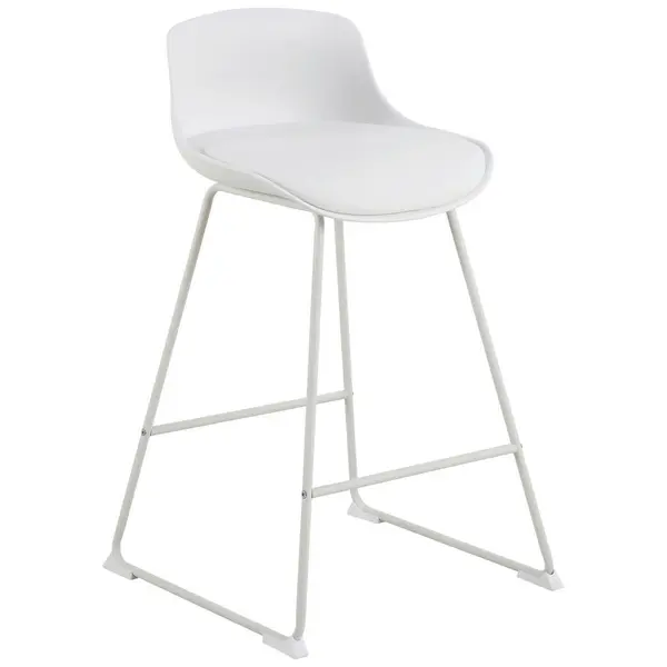 Taburet De Bar din plastic, textil, alb