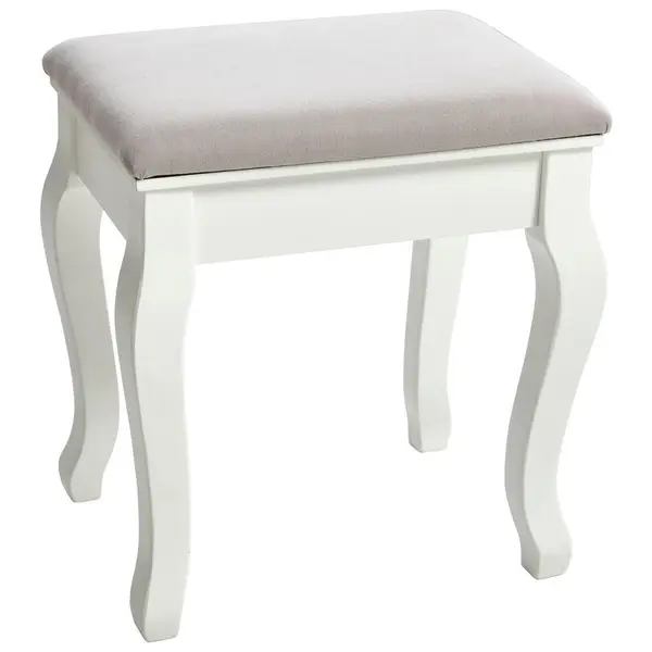 Taburet din lemn, textil, material pe bază de lemn, gri, alb