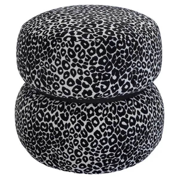 Taburet din lemn, textil, material pe bază de lemn, negru, alb