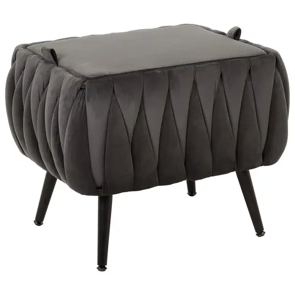 Taburet din metal, textil, negru, gri închis