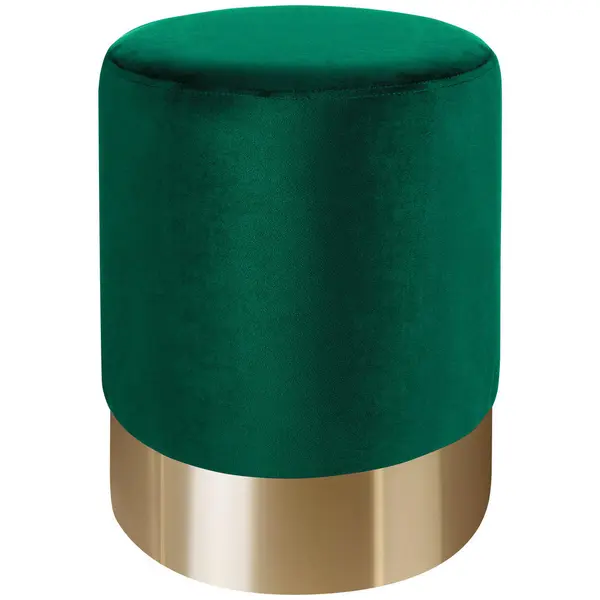 Taburet din metal, textil, verde, auriu