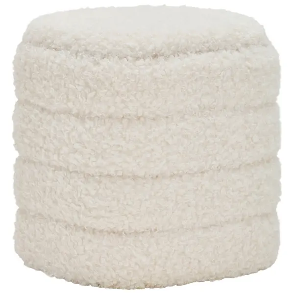 Taburet din textil, material pe bază de lemn, alb