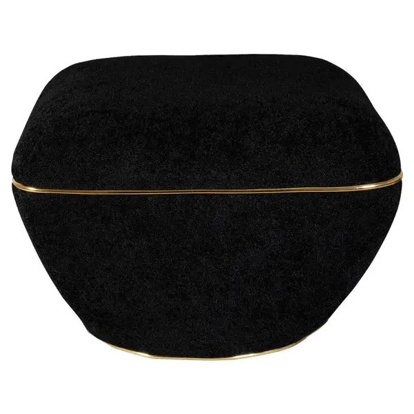 Taburet din textil, negru, auriu