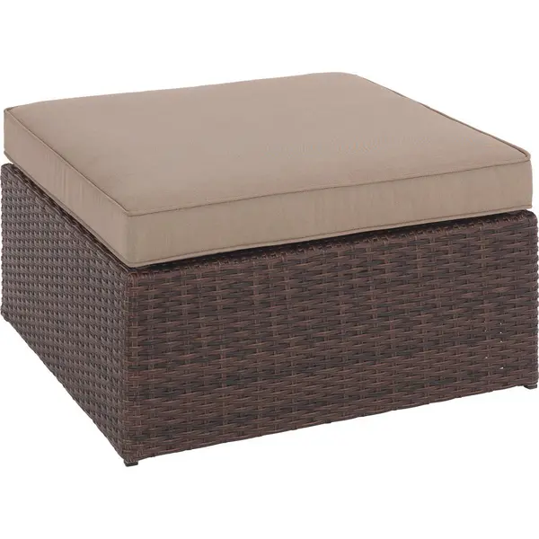 Taburet Lounge din metal, plastic, sticlă, textil, maro, bej