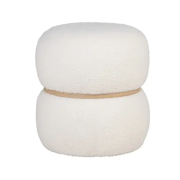 Taburet MILORD WHITE BOUCLE Ø38 CM - Alb