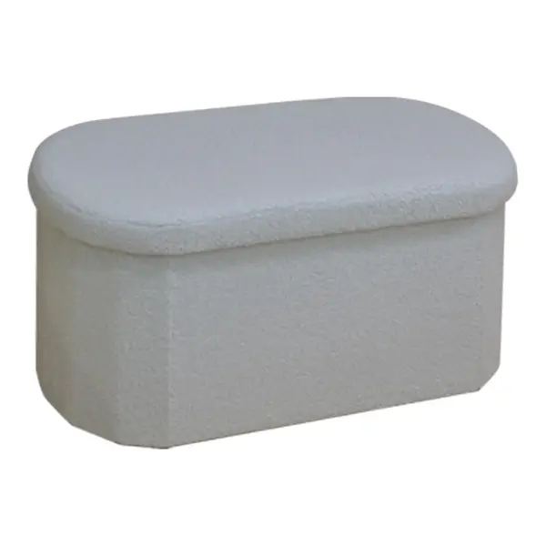 Taburet Otto cu spatiu de depozitare, Boucle Ivory, Bej, 76x38x38 cm