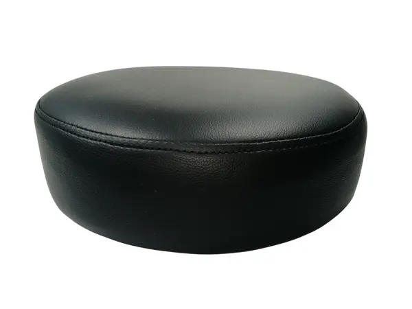 Taburet rotund cu sezut tapitat din piele ecologica, negru, 34 cm