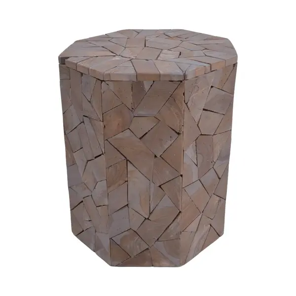Taburet Sity gri spalat din lemn solid suar 32x32x40 cm