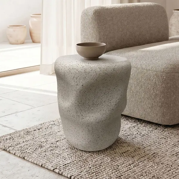 Taburet Stool Ardin, Alb - Ecru, 40x50 cm