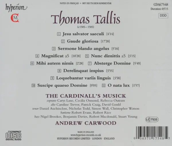 Tallis: Gaude gloriosa | The Cardinall's Musick, Andrew Carwood