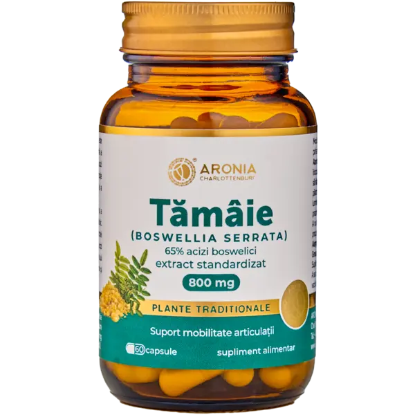 Tămâie 800 mg — 60 capsule cu extract concentrat din rășină de Tămâie pentru susținerea articulațiilor, digestiei, pielii și respirației | Plante Tradiționale
