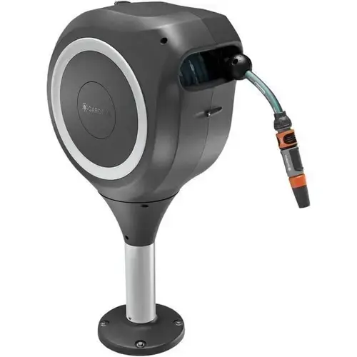 Tambur automat pentru terasa - GARDENA 18617-20 - RollUp - M - Alb - Lungime 20 m - Furtun 13 mm
