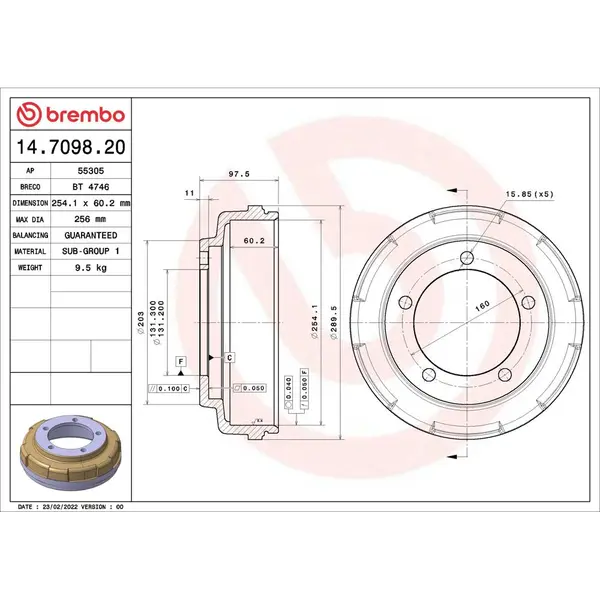 Tambur frana BREMBO 14.7098.20