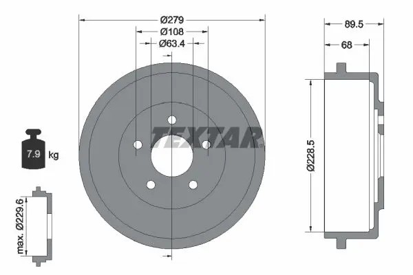 Tambur frana TEXTAR 94024400