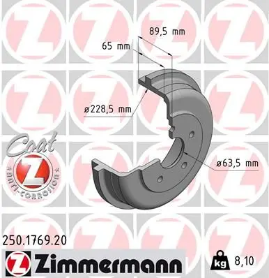 Tambur frana ZIMMERMANN COAT Z 250.1769.20