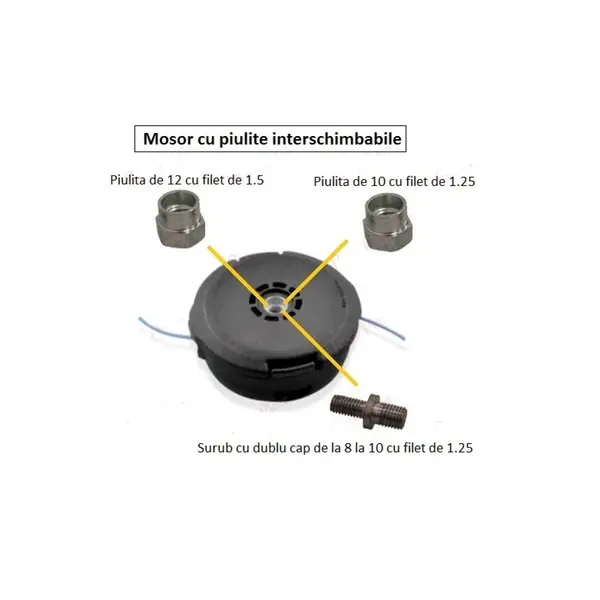 Tambur motocoasa, Mosor motocoasa universal compatibil Husqvarna (cu piulite interschimbabile)