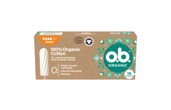 Tampoane organic super, 16 bucati, O.B.