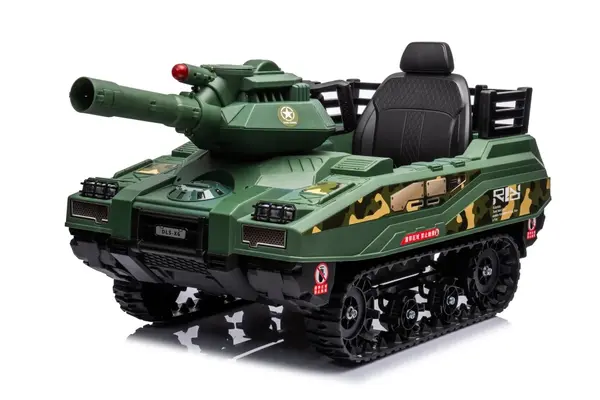 Tanculet electric pentru copii Kinderauto Commander 110W 12V 12Ah, color Army Green