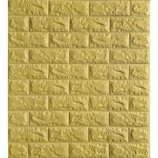 Tapet 3D caramida aurie in relief auto-adeziv pentru interior, 70 x 77 cm