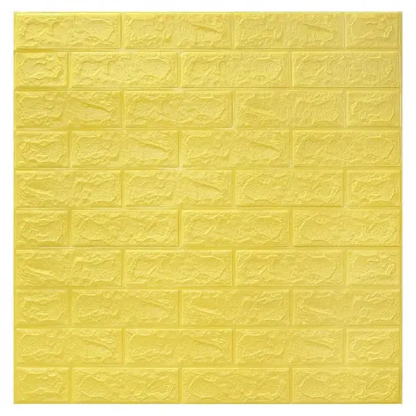 Tapet 3D caramida galbena auto-adeziv pentru interior, 70 x 77 cm