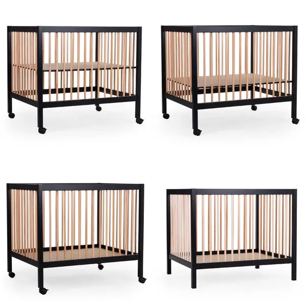 Tarc Childhome 97 cu roti 75x95 cm mdf natural negru