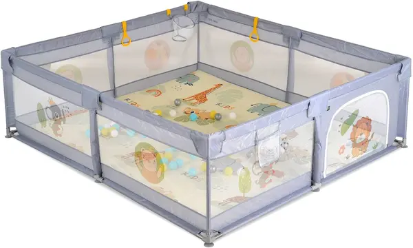 Țarc de joacă cu accesorii Moni - GameZone, 180 х 200 cm, gri