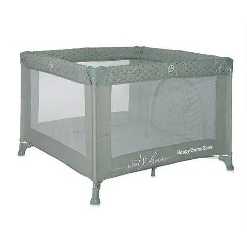 Tarc de Joaca Lorelli Happy Game Zone, 100 x 100 x 74 cm, 0 luni - 3 ani, maxim 15 Kg, mecanism dublu de siguranta, Verde